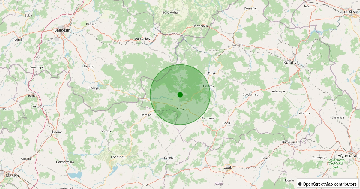 04 Aralık 2025 saat 18:47 - Simav - Eğirler Köyü - 1.40ml depreminin harita gösterimi