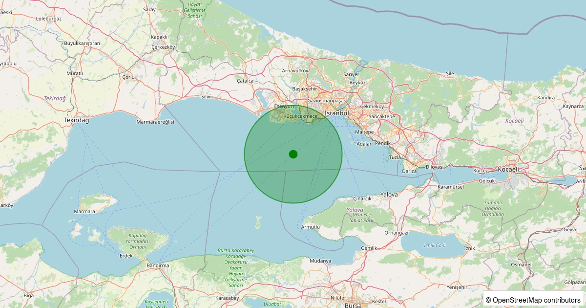04 Aralık 2025 saat 21:34 - AVCILAR - 2.20ml depreminin harita gösterimi