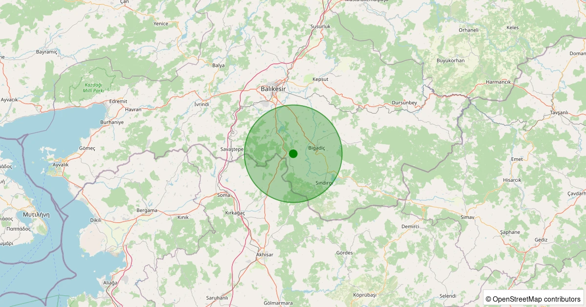 04 Aralık 2025 saat 22:03 - Bigadiç - Hamidiye - 2.50ml depreminin harita gösterimi
