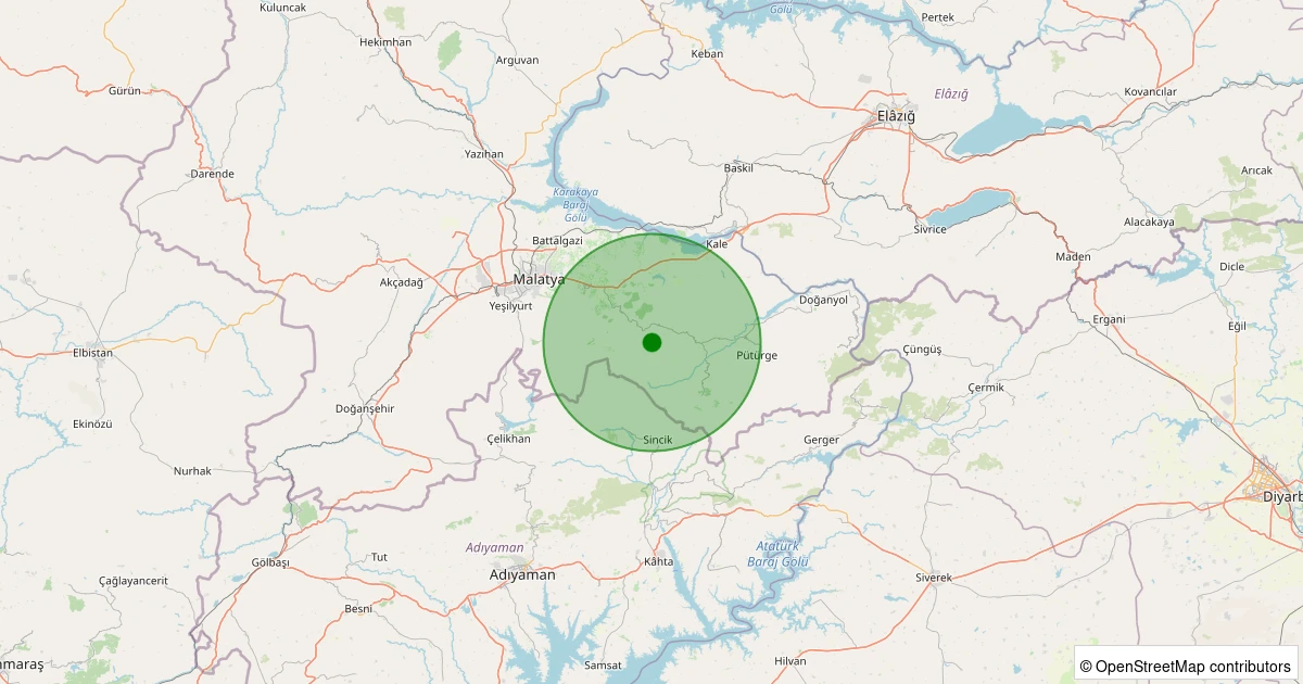 04 Aralık 2025 saat 23:24 - Battalgazi - Yaygın Köyü - 1.40ml depreminin harita gösterimi