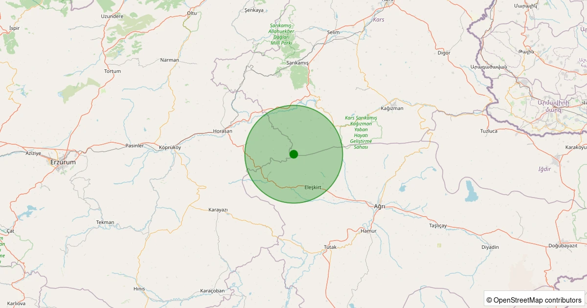 05 Aralık 2025 saat 02:30 - Sarıkamış - Kayalıboğaz Köyü - 1.20ML depreminin harita gösterimi