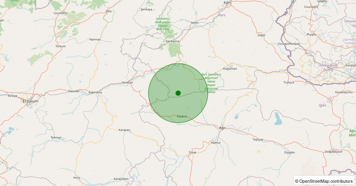05 Aralık 2025 saat 02:30 - Sarıkamış - Koçoğlu Köyü - 1.50ml depreminin harita gösterimi