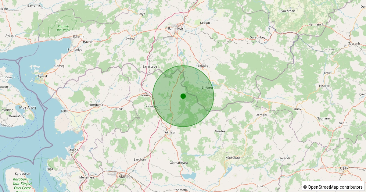 05 Aralık 2025 saat 03:08 - Akhisar - Yaykın Köyü - 1.40ml depreminin harita gösterimi