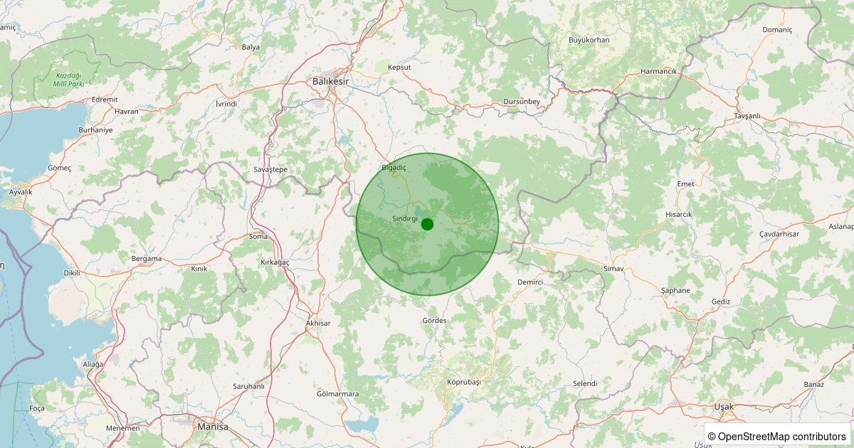 05 Aralık 2025 saat 05:09 - Sındırgı - Emendere - 1.00ML depreminin harita gösterimi
