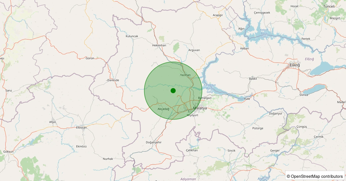05 Aralık 2025 saat 07:25 - Akçadağ - Ilıcak - 2.30ml depreminin harita gösterimi