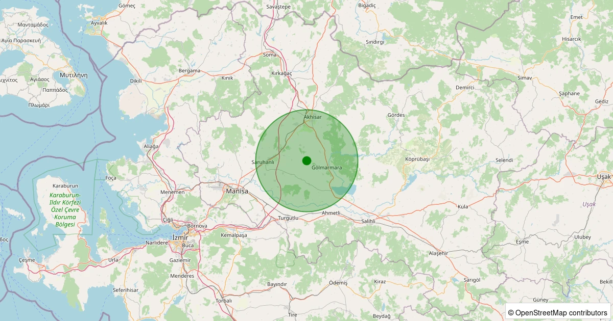 05 Aralık 2025 saat 04:14 - Saruhanlı - Kumkuyucak - 2.10ML depreminin harita gösterimi