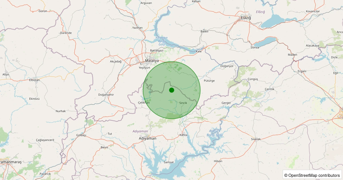 05 Aralık 2025 saat 08:06 - Sincik - Aksu Köyü - 3.00ml depreminin harita gösterimi