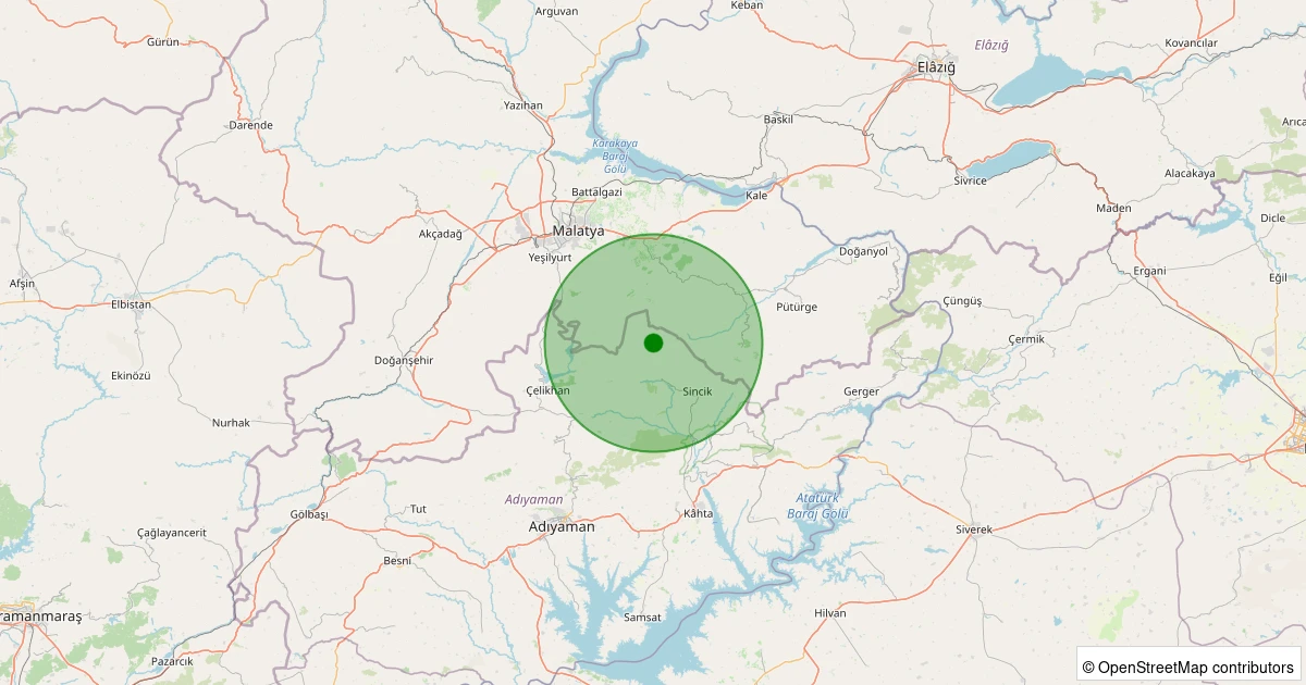 05 Aralık 2025 saat 08:06 - Sincik - Aksu Köyü - 3.10ML depreminin harita gösterimi