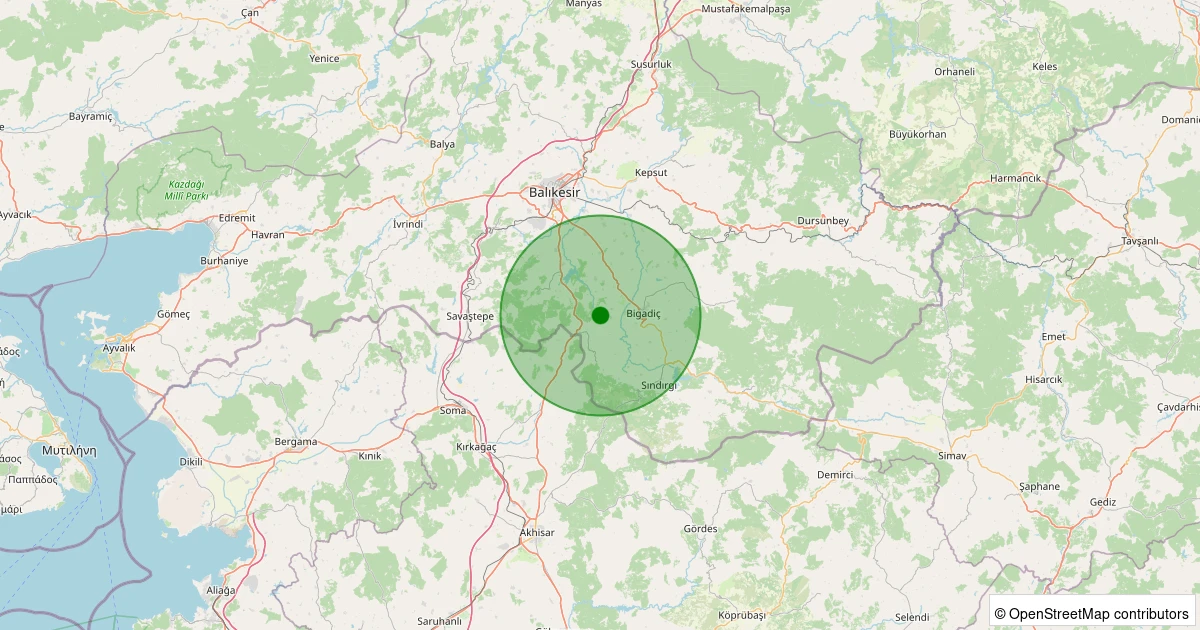 05 Aralık 2025 saat 08:50 - Bigadiç - Babaköy - 1.60ml depreminin harita gösterimi