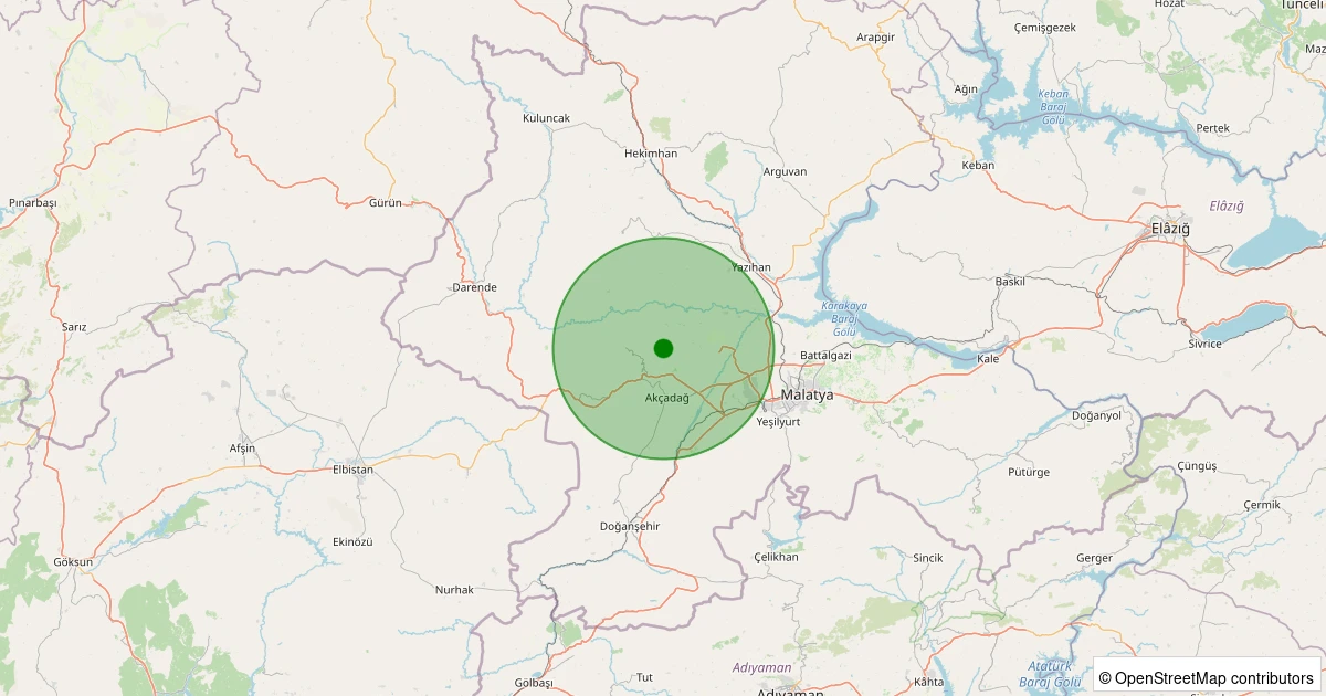05 Aralık 2025 saat 09:08 - Akçadağ - 1.60ml depreminin harita gösterimi