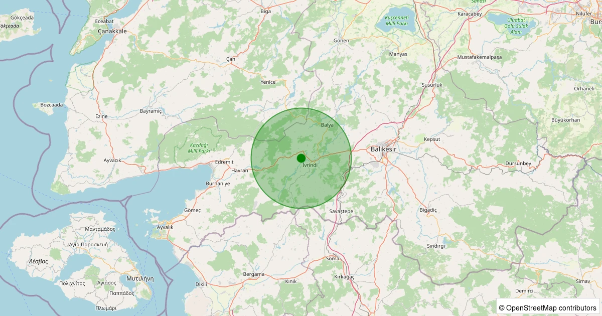 05 Aralık 2025 saat 11:08 - İvrindi - Osmanlar - 1.30ml depreminin harita gösterimi