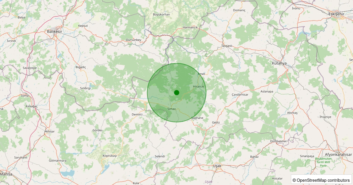 05 Aralık 2025 saat 11:13 - Simav - Eğirler Köyü - 1.30ML depreminin harita gösterimi