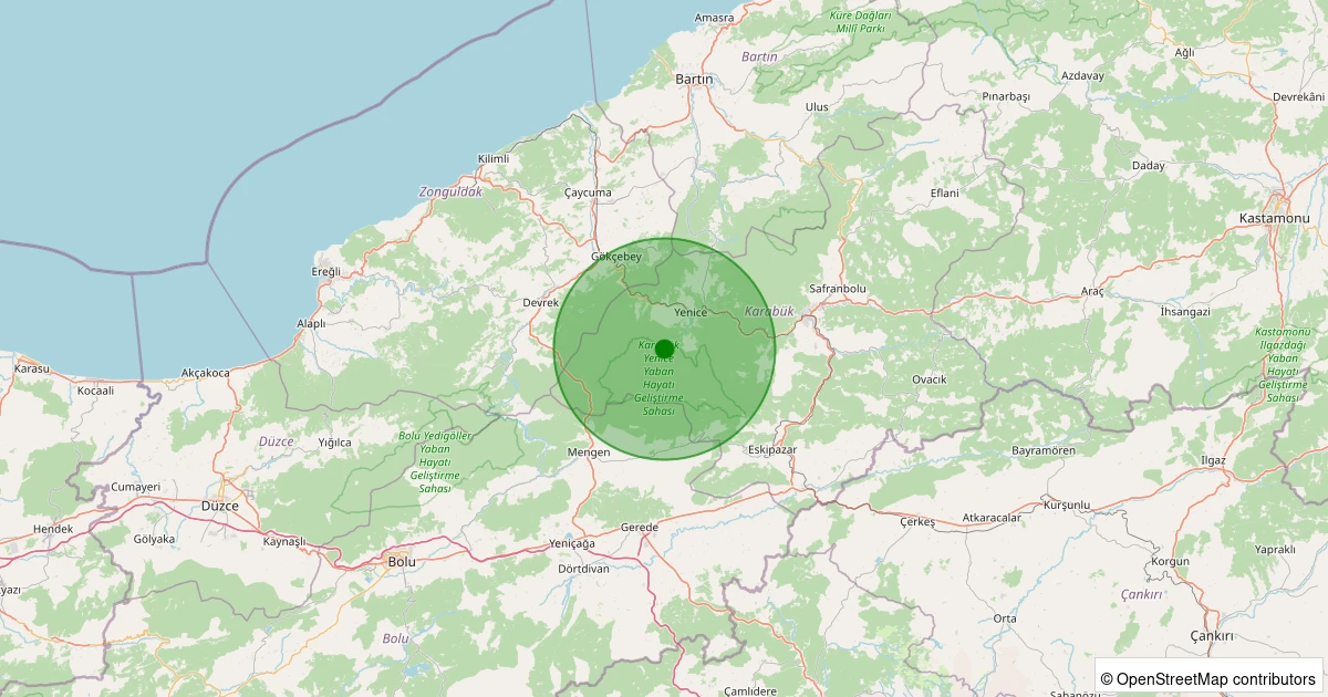 05 Aralık 2025 saat 15:33 - Yenice - Güney Köyü - 2.40ml depreminin harita gösterimi