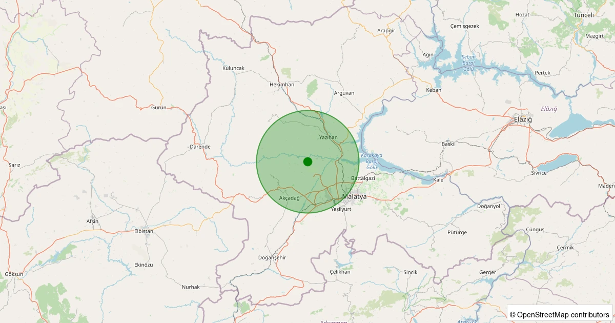 05 Aralık 2025 saat 16:18 - Akçadağ - Ilıcak - 1.80ml depreminin harita gösterimi