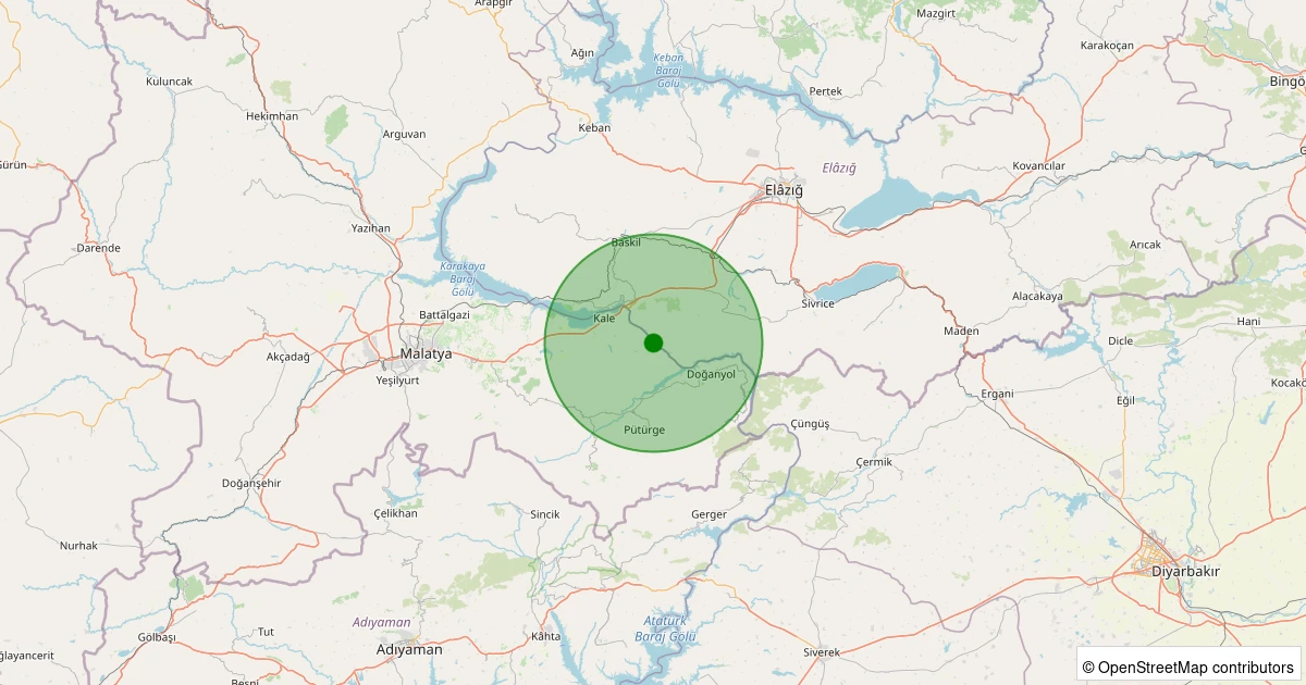 05 Aralık 2025 saat 18:17 - Sivrice - Kayabağları Köyü - 1.20ML depreminin harita gösterimi
