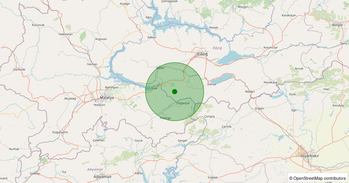05 Aralık 2025 saat 18:17 - Sivrice - Taşlıyayla Köyü - 1.30ml depreminin harita gösterimi