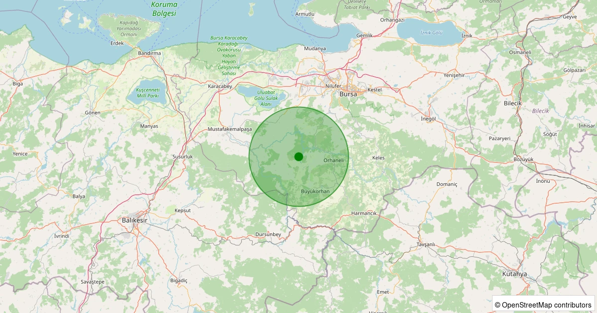 05 Aralık 2025 saat 19:38 - Orhaneli - Gümüşpınar - 1.40ml depreminin harita gösterimi