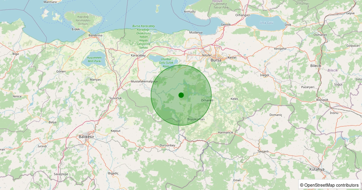 05 Aralık 2025 saat 19:38 - Orhaneli - Gümüşpınar - 1.40ML depreminin harita gösterimi