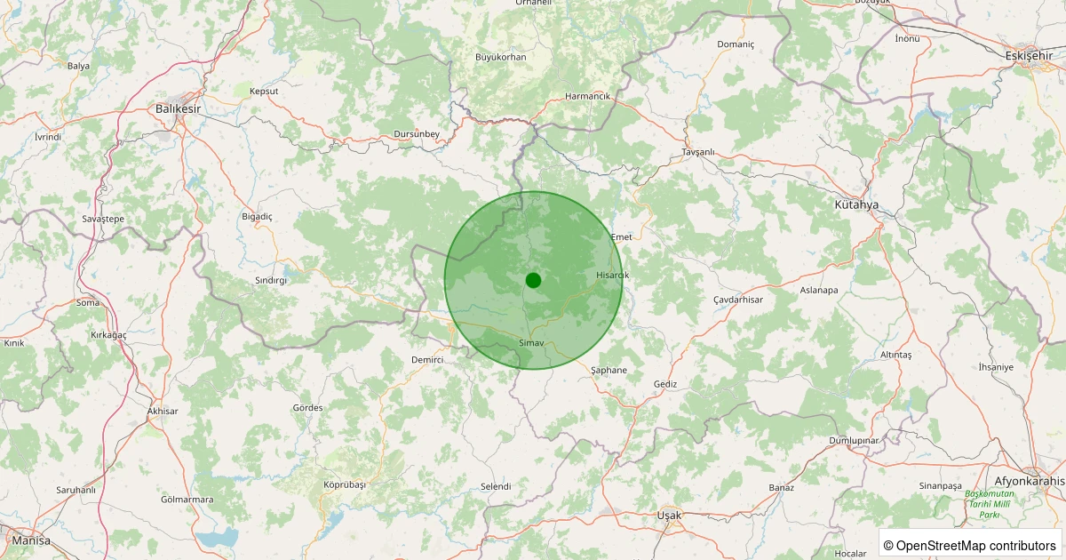 05 Aralık 2025 saat 20:56 - Simav - Yemişli Köyü - 1.60ML depreminin harita gösterimi