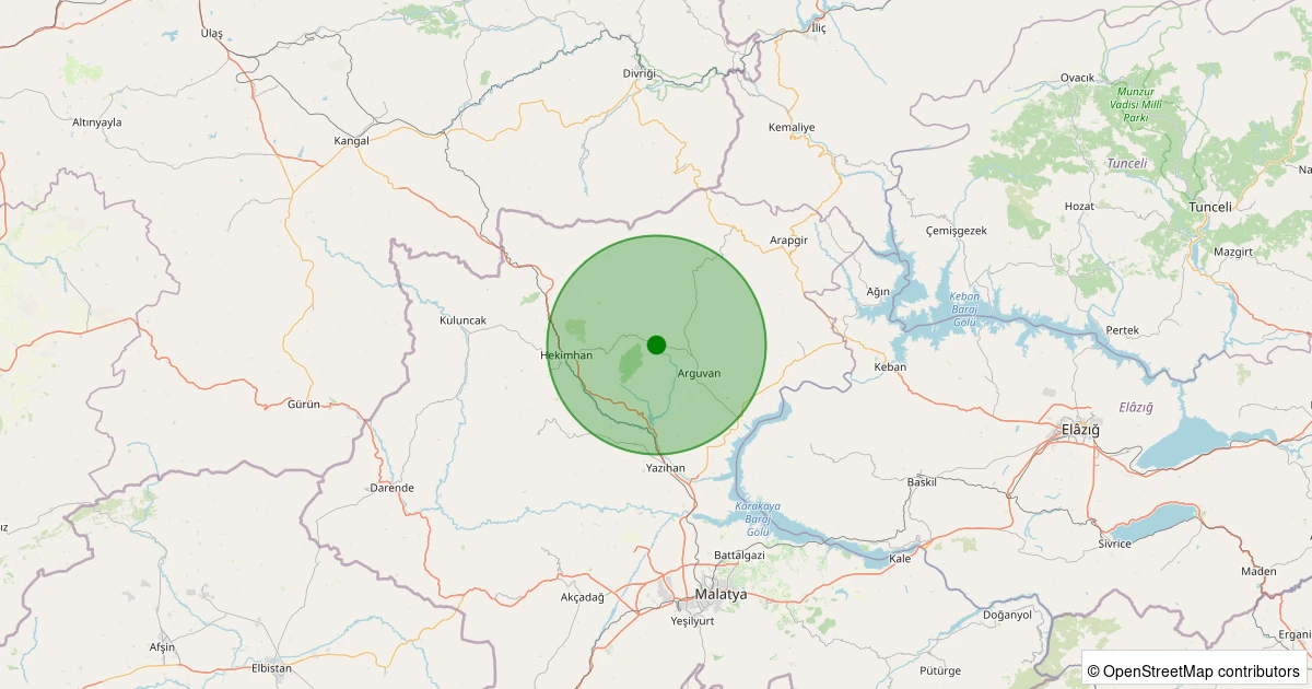 05 Aralık 2025 saat 22:05 - Hekimhan - Ballıkaya Köyü - 1.40ml depreminin harita gösterimi