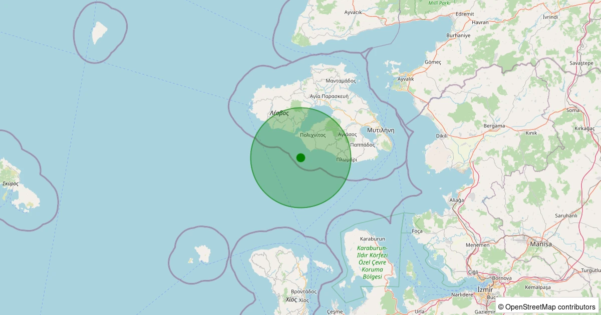 05 Aralık 2025 saat 22:16 - Ege Denizi - [44.03 km] Karaburun (İzmir) - 1.70ML depreminin harita gösterimi