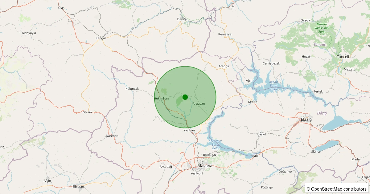 05 Aralık 2025 saat 22:05 - Hekimhan - Ballıkaya Köyü - 1.30ml depreminin harita gösterimi