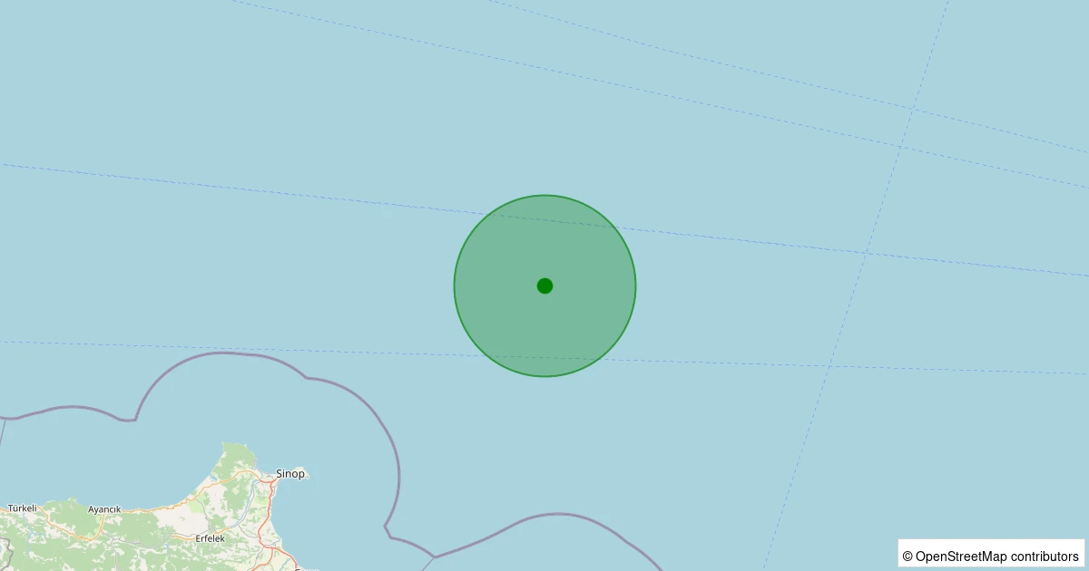 05 Aralık 2025 saat 22:50 - KARADENIZ - 3.20ml depreminin harita gösterimi