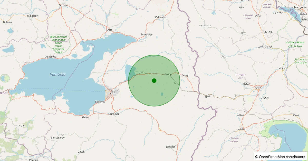 05 Aralık 2025 saat 22:47 - Özalp - Çamurlu - 1.20ML depreminin harita gösterimi