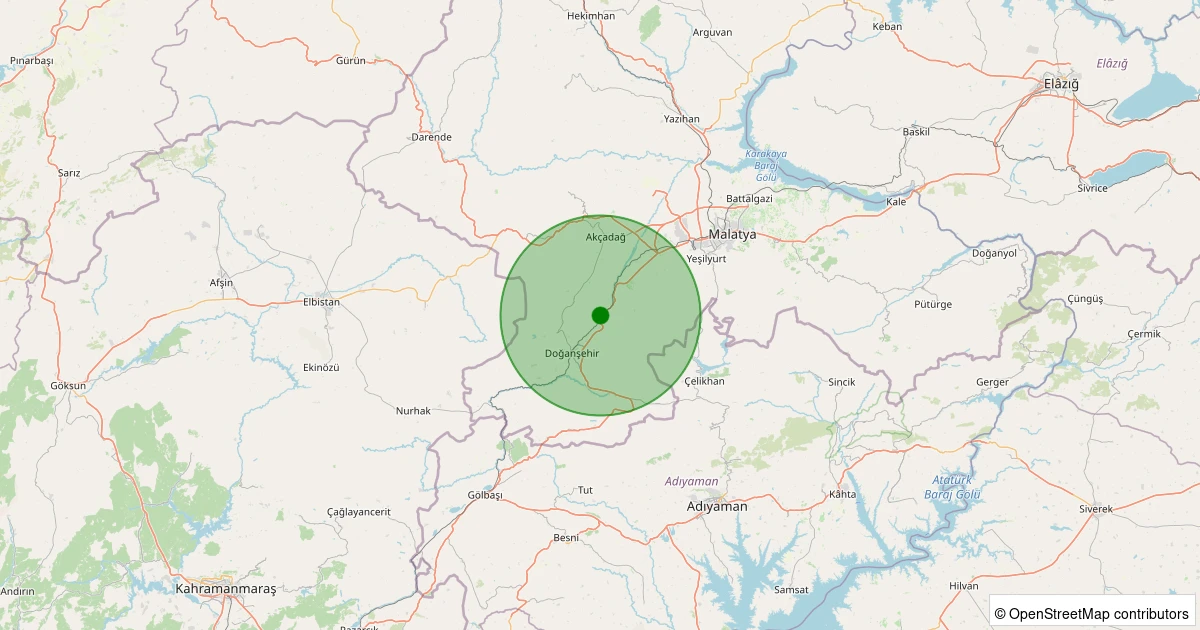 05 Aralık 2025 saat 23:47 - Doğanşehir - Yuvalı - 1.10ml depreminin harita gösterimi