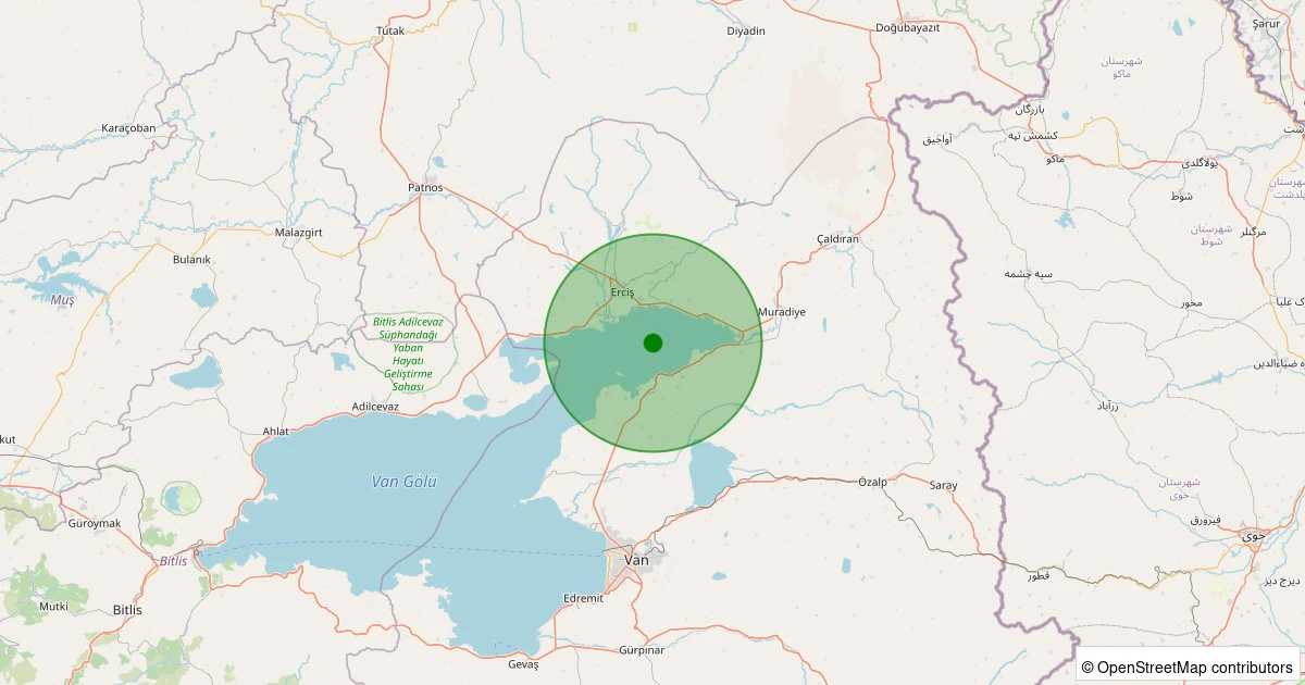 06 Aralık 2025 saat 00:19 - Erciş - 1.80ml depreminin harita gösterimi