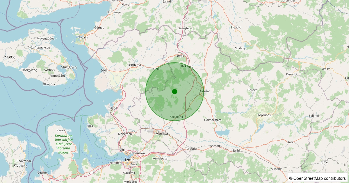 06 Aralık 2025 saat 01:08 - Akhisar - 1.70ml depreminin harita gösterimi