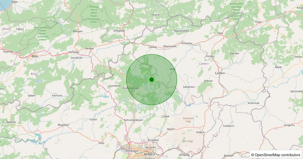 06 Aralık 2025 saat 02:39 - Orta - İncecik Köyü - 1.80ml depreminin harita gösterimi