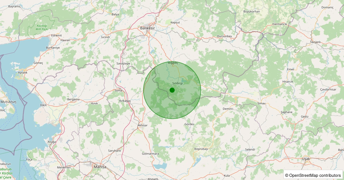 06 Aralık 2025 saat 03:34 - Sındırgı - Ormaniçi - 1.30ml depreminin harita gösterimi