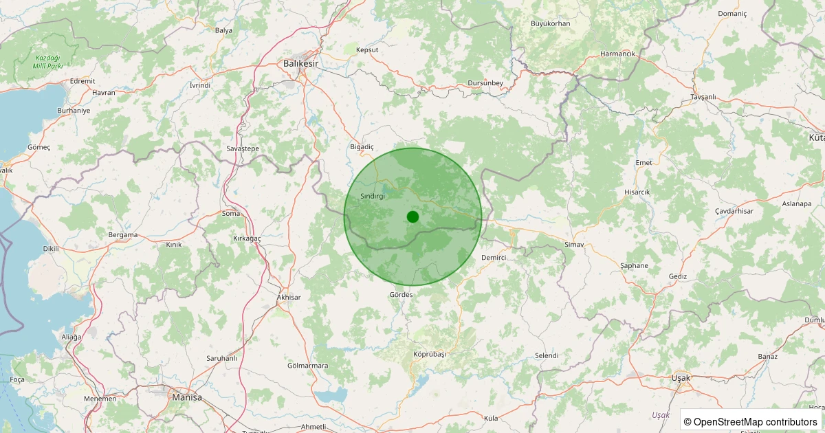 06 Aralık 2025 saat 03:28 - Sındırgı - Büyükdağdere - 1.00ml depreminin harita gösterimi