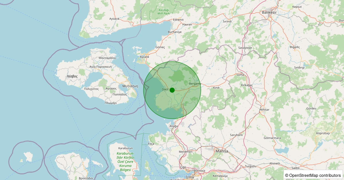 06 Aralık 2025 saat 04:28 - Dikili - İsmetpaşa - 1.70ml depreminin harita gösterimi