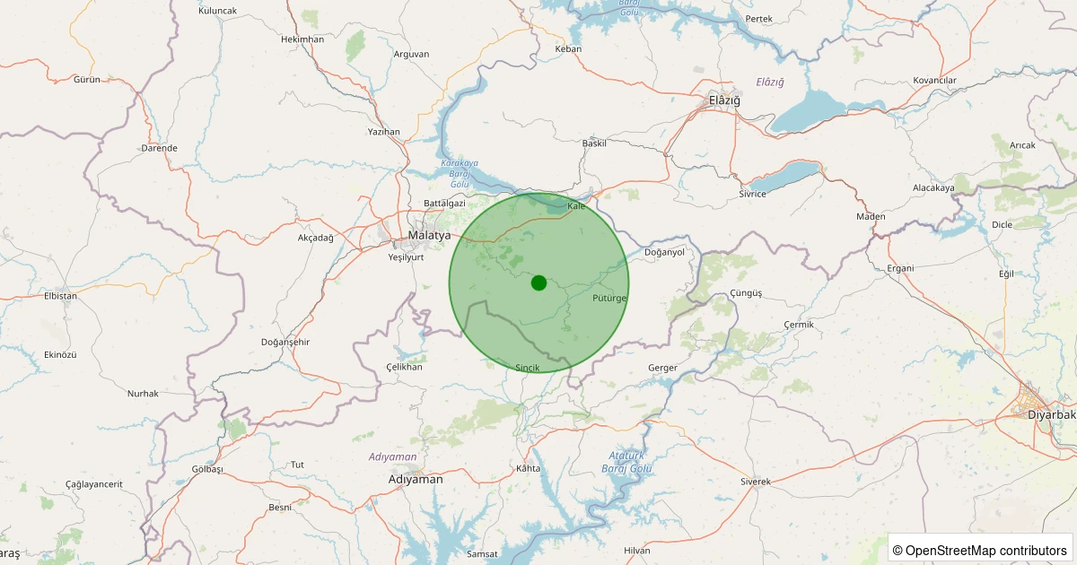 06 Aralık 2025 saat 04:29 - Pütürge - Kavaklıdere Köyü - 0.70ML depreminin harita gösterimi
