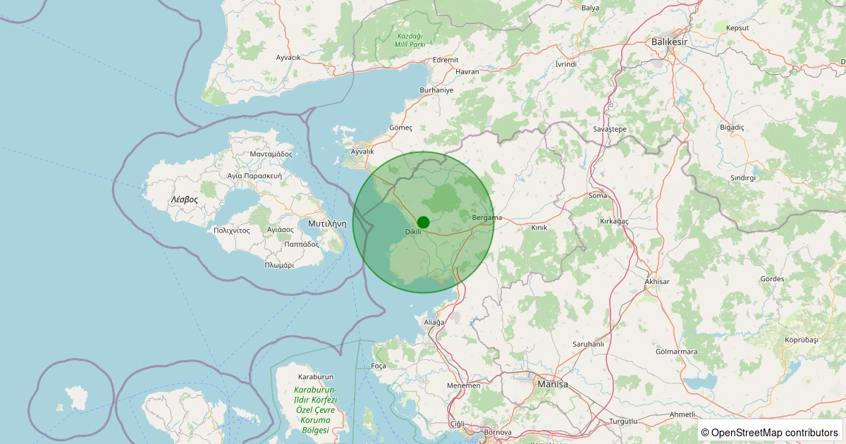06 Aralık 2025 saat 04:28 - Dikili - Kıroba - 1.60ml depreminin harita gösterimi