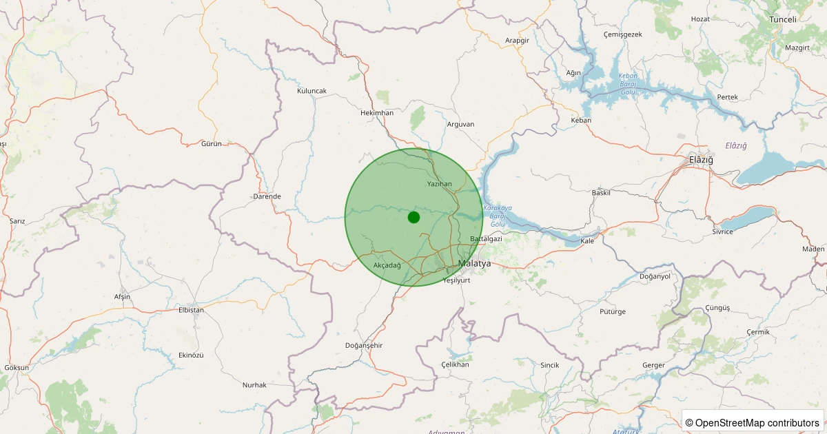 06 Aralık 2025 saat 05:14 - Akçadağ - Ilıcak - 1.30ML depreminin harita gösterimi
