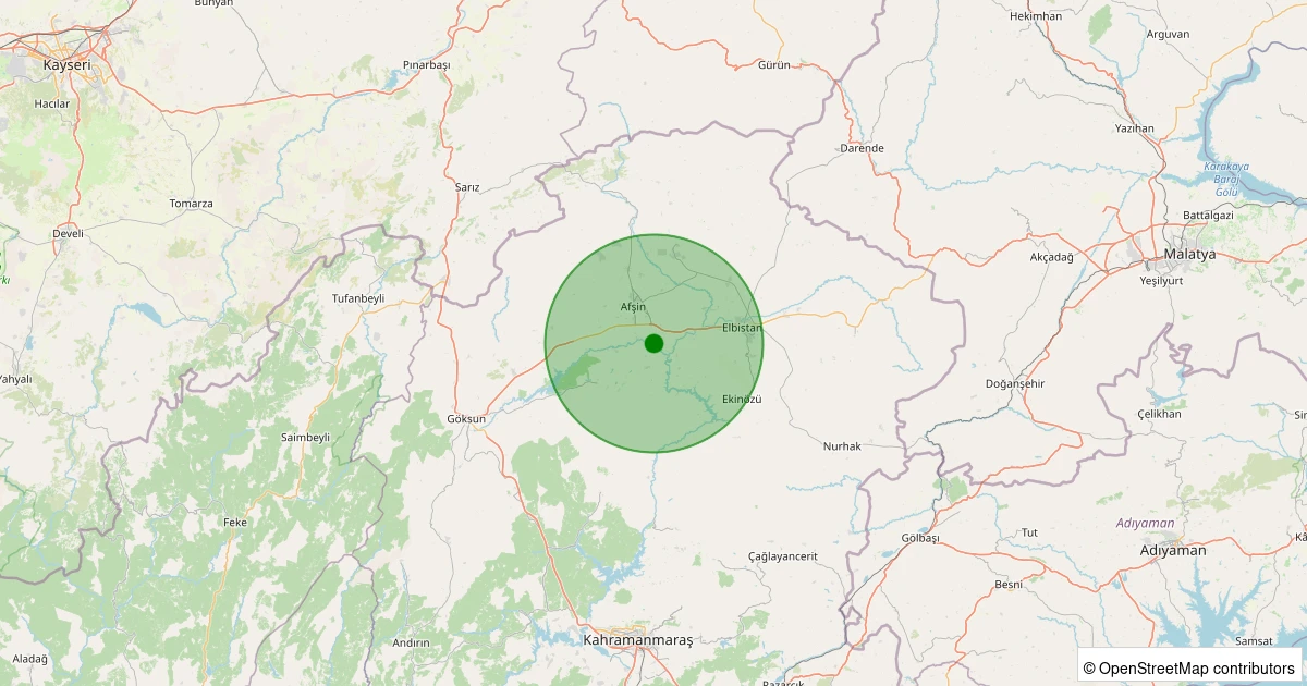 06 Aralık 2025 saat 05:49 - Afşin - Aldaş - 1.40ml depreminin harita gösterimi