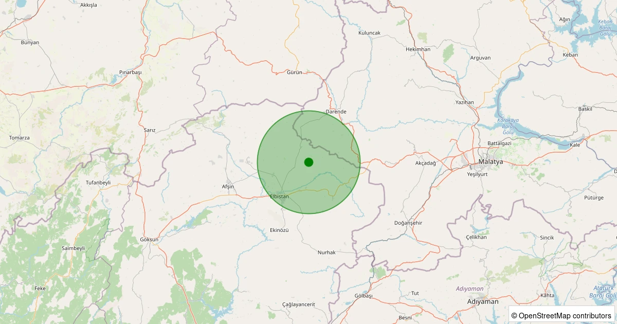 06 Aralık 2025 saat 05:54 - Elbistan - İncecik Köyü - 1.80ml depreminin harita gösterimi