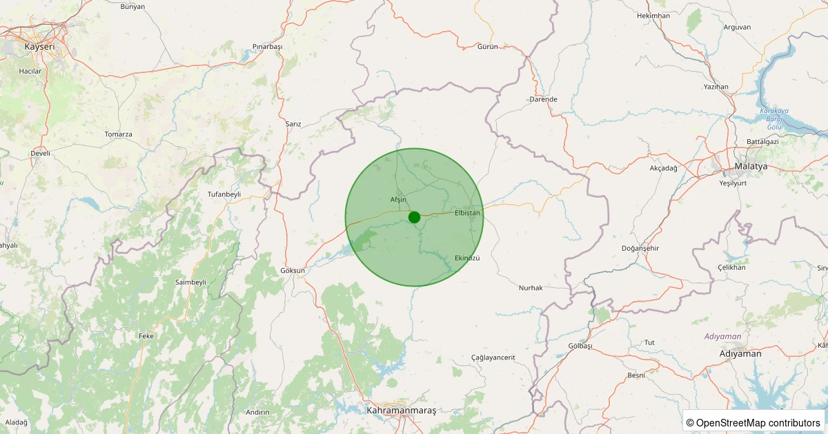 06 Aralık 2025 saat 05:49 - Afşin - Erçene - 1.40ml depreminin harita gösterimi