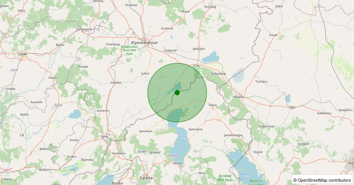 06 Aralık 2025 saat 06:27 - Çay - Armutlu Köyü - 1.30ML depreminin harita gösterimi