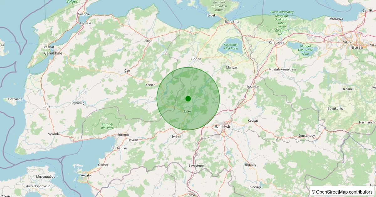 06 Aralık 2025 saat 06:42 - Balya - Kayapınar Köyü - 2.00ml depreminin harita gösterimi