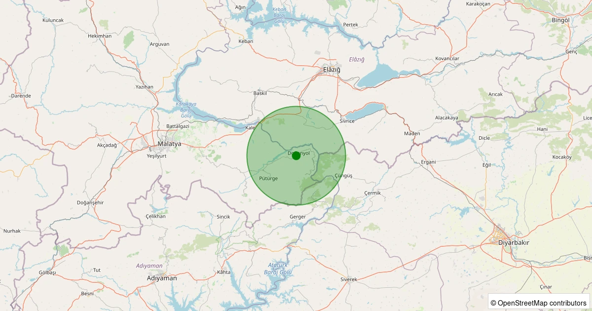 06 Aralık 2025 saat 08:12 - Doğanyol - Çolak - 1.40ml depreminin harita gösterimi
