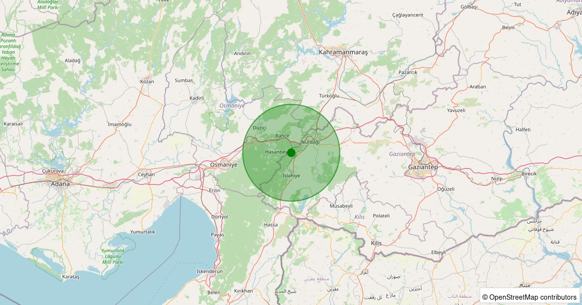 06 Aralık 2025 saat 08:04 - İslahiye - Kozdere - 1.80ml depreminin harita gösterimi