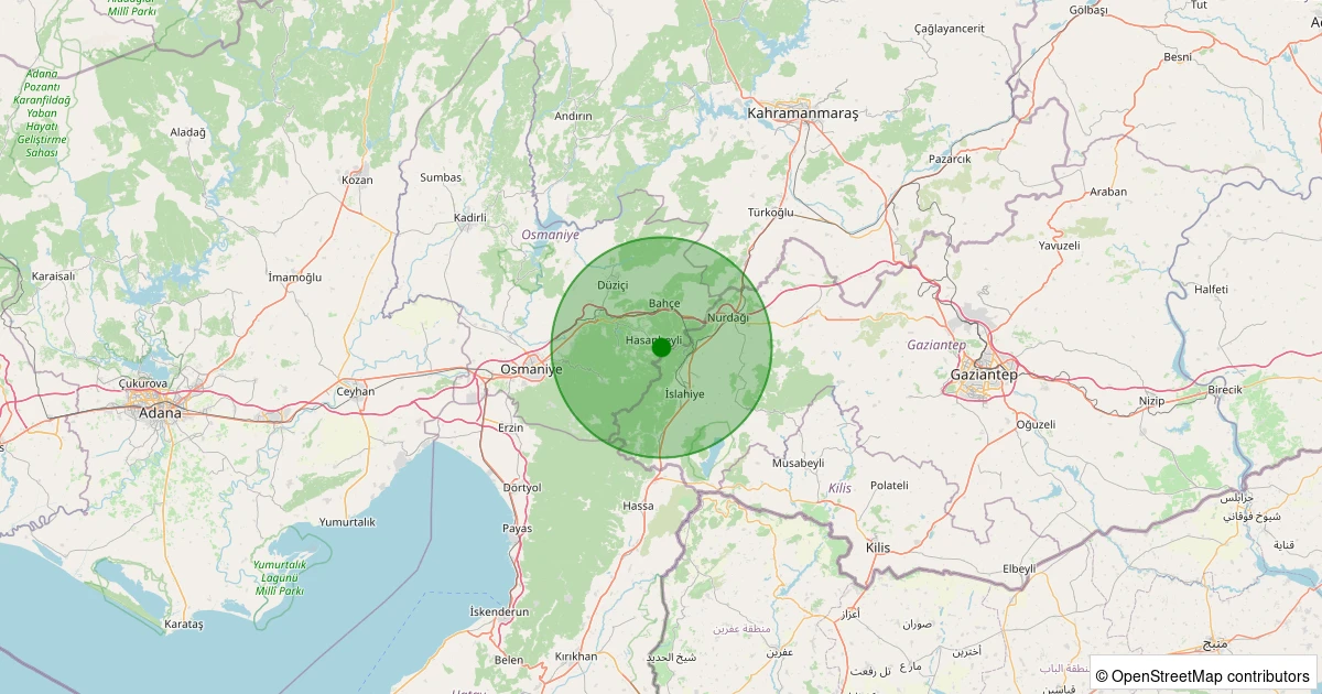 06 Aralık 2025 saat 08:04 - Hasanbeyli - Merkez - 1.70ML depreminin harita gösterimi