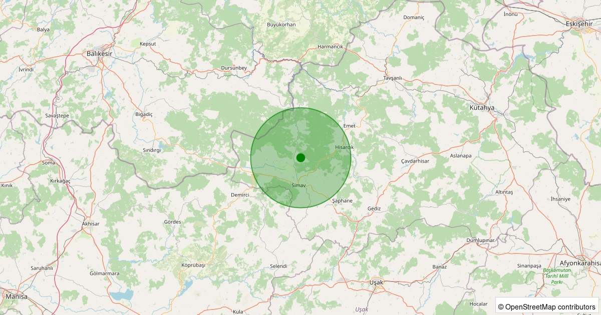 06 Aralık 2025 saat 08:06 - Simav - Eğirler Köyü - 1.40ML depreminin harita gösterimi