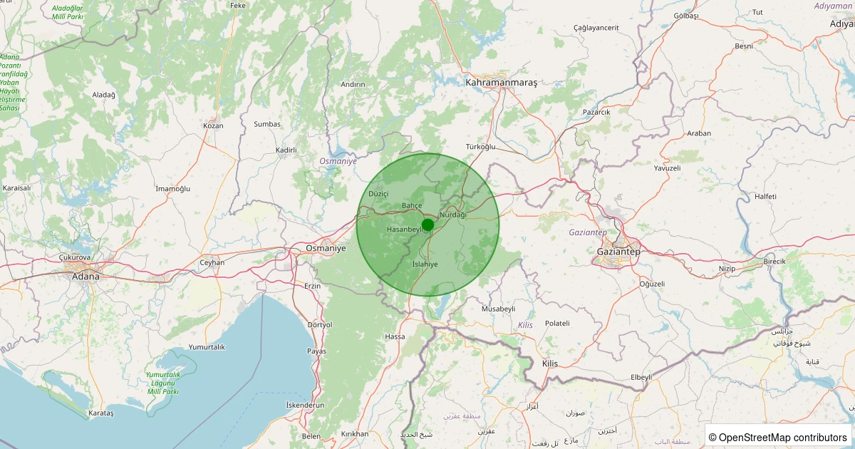 06 Aralık 2025 saat 09:08 - İslahiye - Kozdere - 2.70ML depreminin harita gösterimi