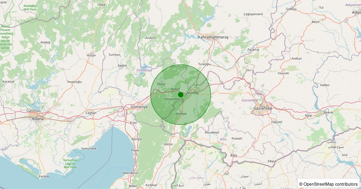 06 Aralık 2025 saat 09:08 - Bahçe - Kızlaç Köyü - 2.70ml depreminin harita gösterimi