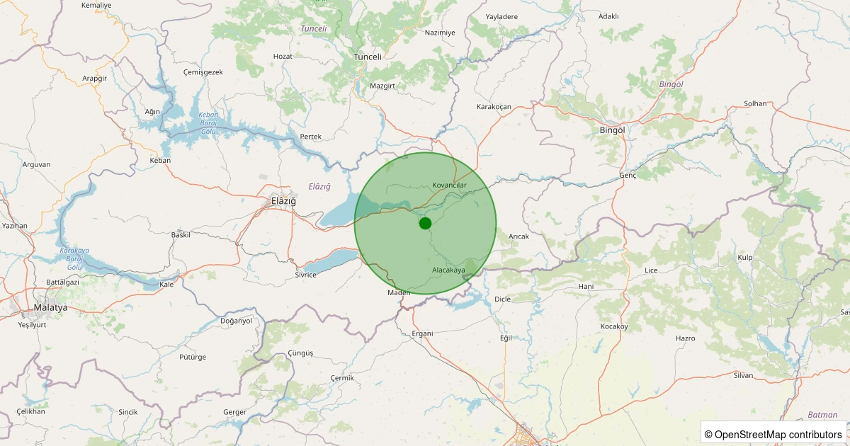 06 Aralık 2025 saat 11:13 - Palu - Baltaşı Köyü - 3.00ml depreminin harita gösterimi